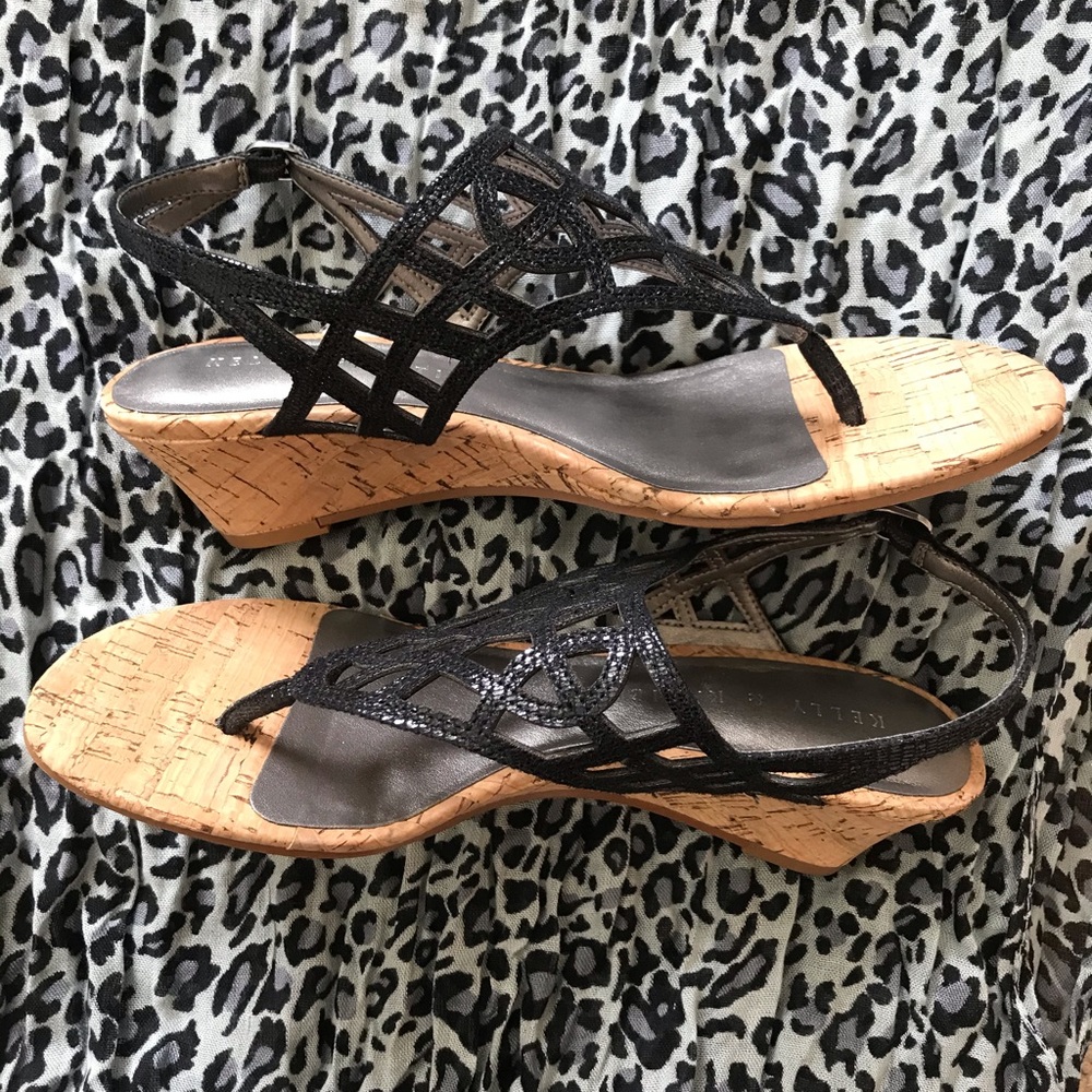 Kelly and Katie Black Wedge Sandal